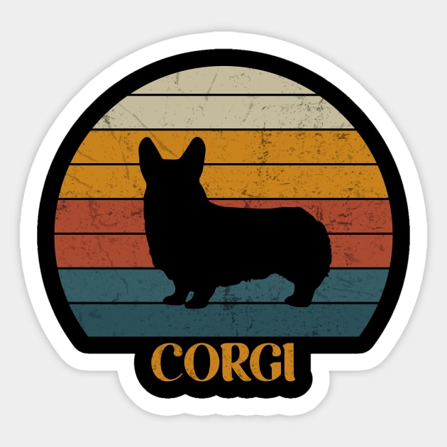 Cute Vintage Corgi Sunset - Dog Lover Corgis Sticker by fromherotozero